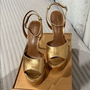 Kurt Geiger Metallic Gold Peep-Toe Heels